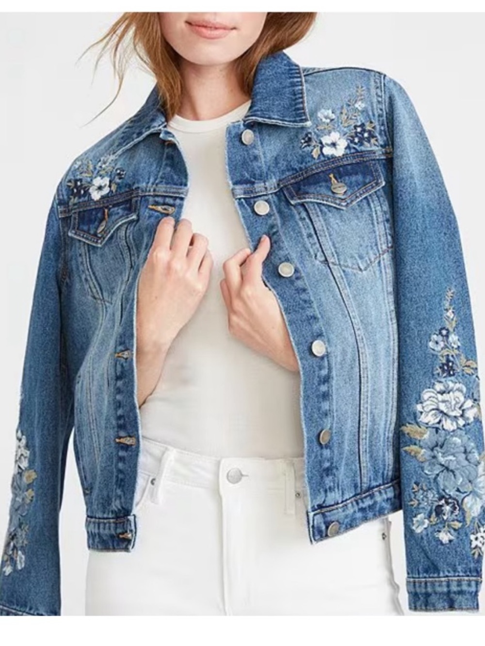 Driftwood X Bluebell Fleur Embroidered Denim Jacket